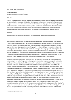 1 The Political Value of Languages By Rainer Baub&ouml;ck* European