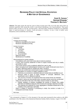 Revisions Policy for Official Statistics: A Matter of Governance