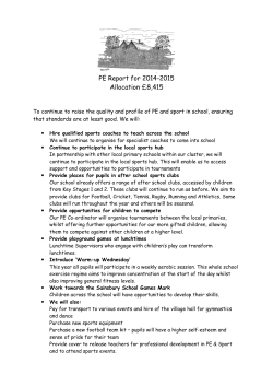 PE Report for 2014-2015 Allocation &pound;8,415