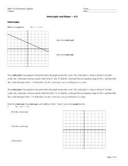 Intercept and Slope Worksheet