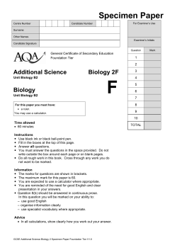 GCSE Biology Specimen Question Paper Foundation