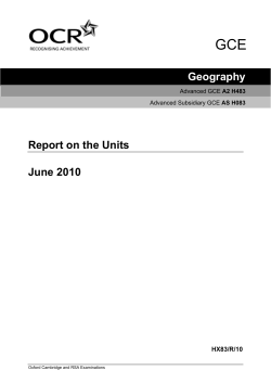 Geography Report on the Units June 2010