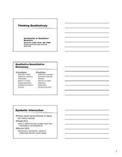Thinking Qualitatively Symbolic Interaction