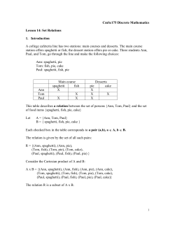 CmSc175 Discrete Mathematics Lesson 14: Set Relations 1