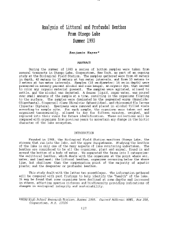 Analzyis of littoral and profundal benthos from Otsego Lake, summer