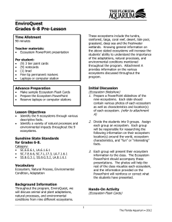 EnviroQuest Grades 6-8 Pre-Lesson