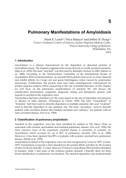 Pulmonary Manifestations of Amyloidosis