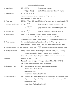 REVIEWING business terms 1) Fixed Cost: (y