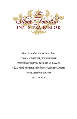 Open Mon thru Sat 11:30am-3pm Sundays are reserved for special