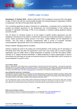 CSIRO Letter of Intent