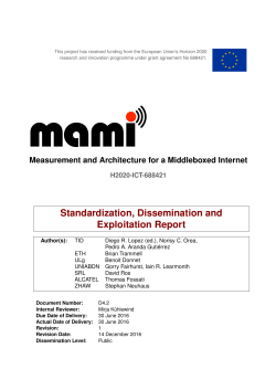 Standardization, Dissemination and Exploitation Report