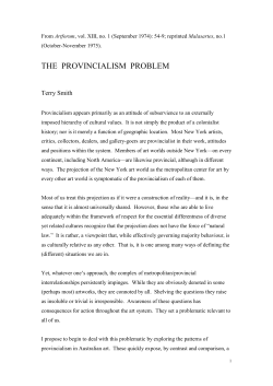 Provincialism Problem - Journal of Art Historiography