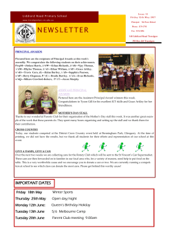 NEWSLETTER - (Liddiard Road) Primary School