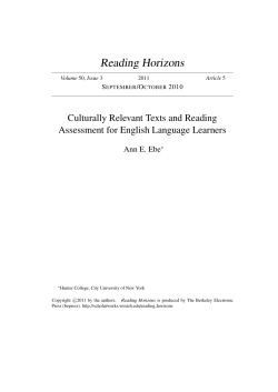 Culturally Relevant Texts and Reading Assessment for English