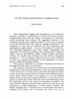 On the Theory Dependance of Observation