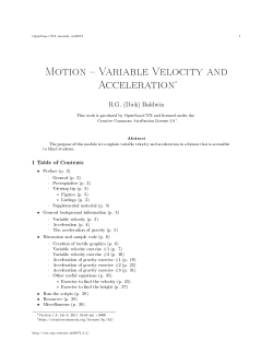 Motion Variable Velocity and Acceleration