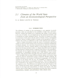 2.1 Climates of the world seen from an ecotoxicological perspective