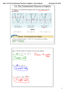 Alg II 5-6 The Fundamental Theorem of Algebra