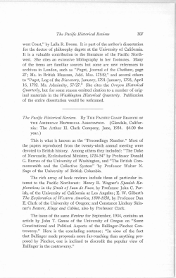 The Pacific Historical Review inal materials in the Washington