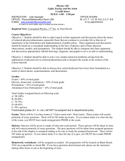 Physics 140 Light, Energy and the Atom 3 credit - CSU