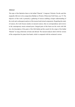 Abstract The topic of this Bachelor thesis is the ballad &ldquo;Rano&scaron;a