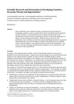 Scientific Research and Information in Developing Countries