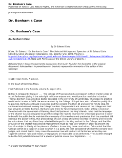 Dr. Bonham`s Case