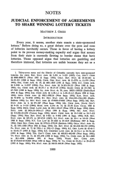 Judicial Enforcement of Agreements to Share Winning Lottery Tickets