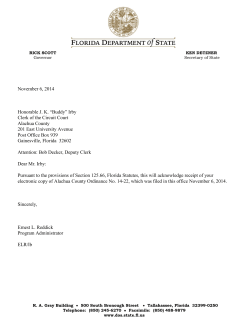 November 6, 2014 Honorable J. K. &ldquo;Buddy&rdquo; Irby Clerk of the Circuit