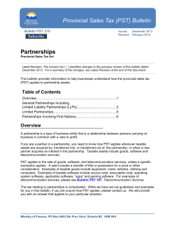 Bulletin PST 319, Partnerships