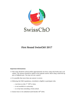 First Round SwissChO 2017