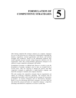 FORMULATION OF COMPETITIVE STRATEGIES