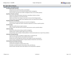 Biology Honors - SC3209H Scope and Sequence