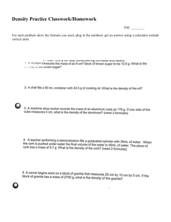 Density Practice Classwork/Homework