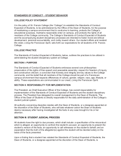 STANDARDS OF CONDUCT &ndash; STUDENT BEHAVIOR COLLEGE