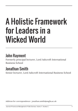 A Holistic Framework for Leaders in a Wicked World