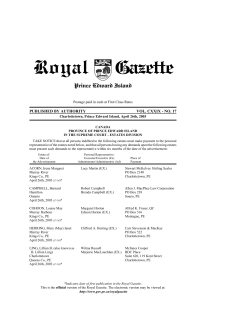 April 26, 2003 - PrinceEdwardIsland.ca