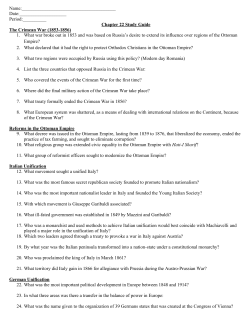 Chapter 22 Study Guide The Crimean War