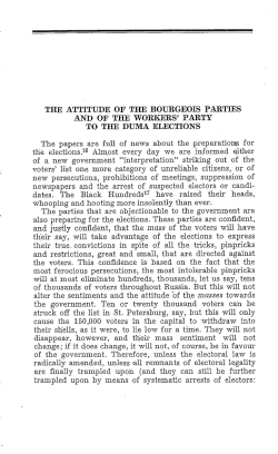THE ATTITUDE OF THE BOURGEOIS PARTIES