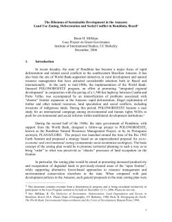 The Dilemma of Sustainable Development in the Amazon: Land Use