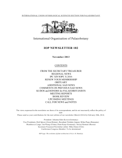 International Organisation of Palaeobotany IOP NEWSLETTER 102