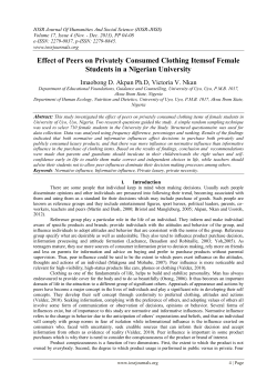 Effect of Peers on Privately Consumed Clothing Itemsof Female