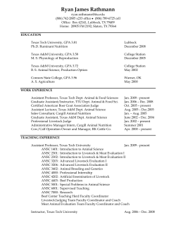 Ryan James Rathmann - Texas Tech University Departments