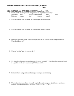 IMSERC NMR Written Certification Test (A) Name: Date:
