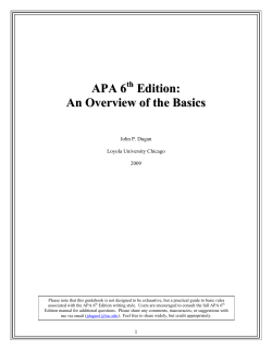 APA 5th Edition: An Overview of the Basics