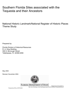 Southern Florida Sites Associated with the Tequesta