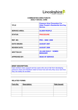Pressure Ulcer Prevention for Older People`s Residential and Day