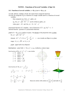 NOTES &ndash; Functions of Several Variables (Chpt 14)