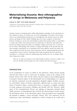Materialising Oceania: New ethnographies of things in Melanesia