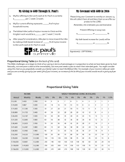 Proportional Giving Table My Giving to GOD Through St. Paul`s My